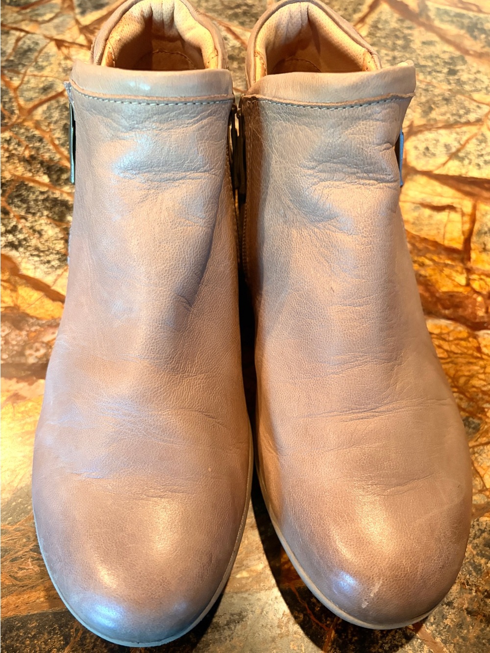 Dansko Miki Women’s Taupe Leather Ankle Double Zip Boots